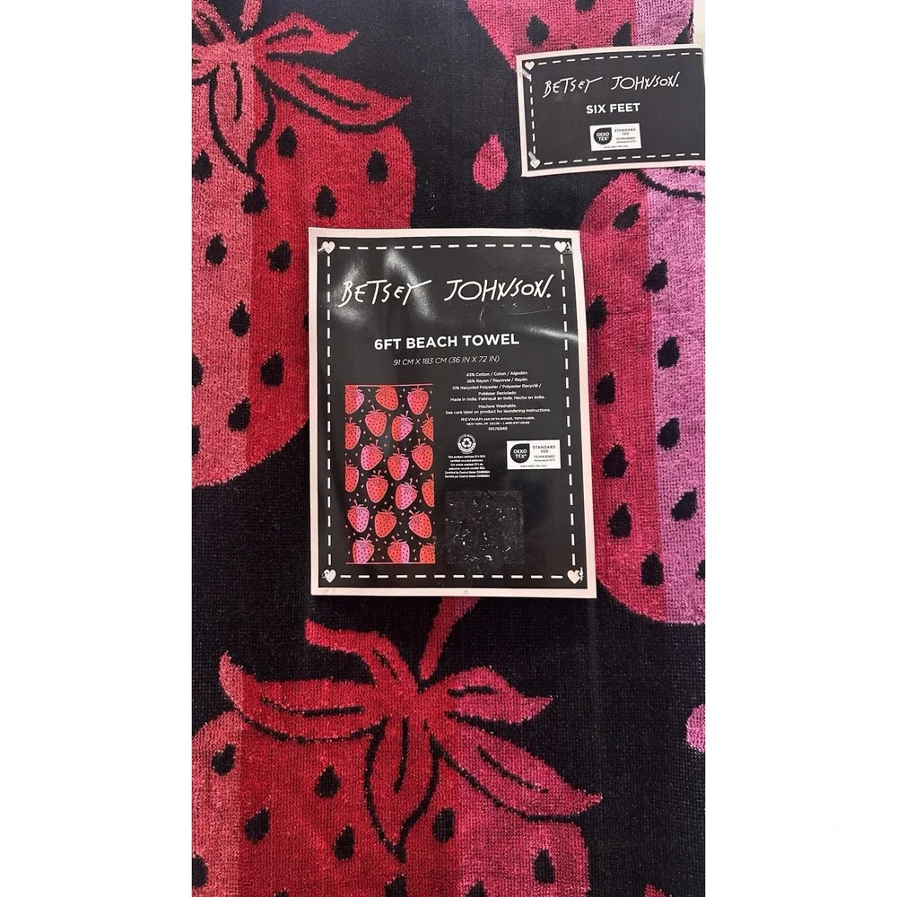 BETSEY JOHNSON Strawberry  Beach Towel 6 Feet   36